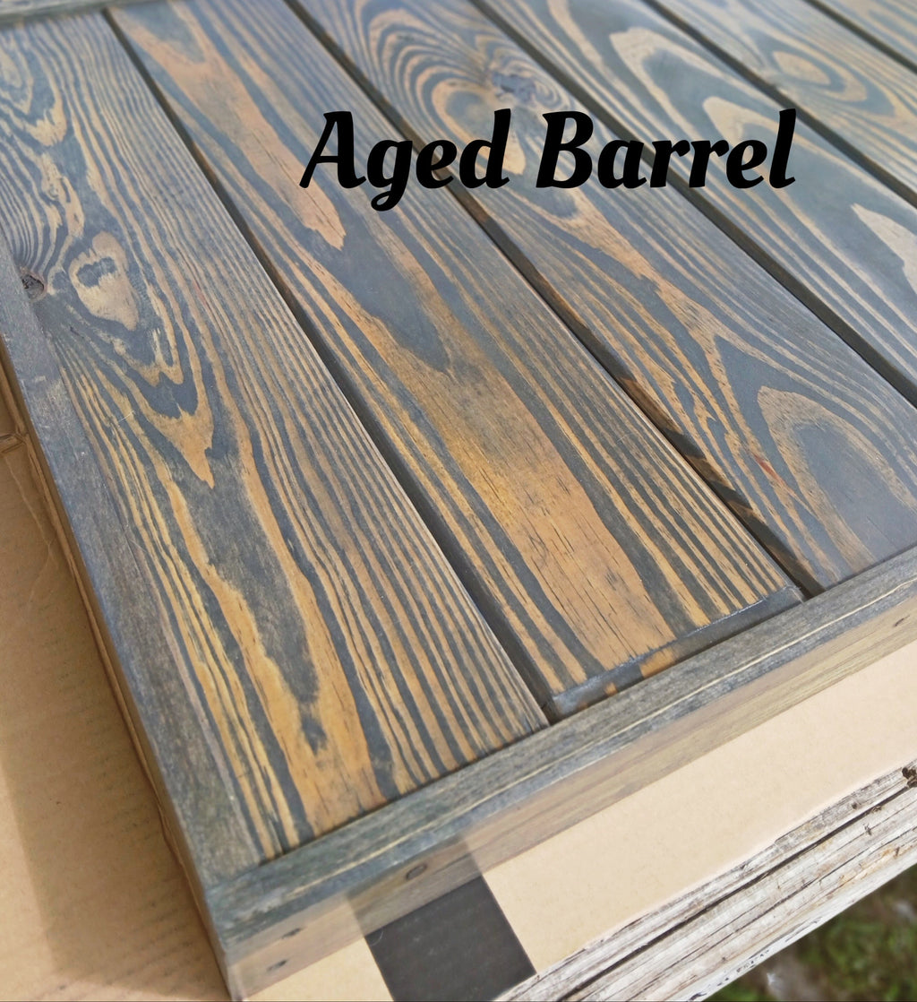 Wooden surface with 'Aged Barrel' finish,wooden crate topper, wooden kennel topper, dog crate table, dog kennel table, dog crate cover, dog crate furniture, dog crate end table, dog kennel furniture, dog bed furniture, wooden dog furniture, wood table dog crate, wooden dog kennel furniture, pet furniture wood pet furniture