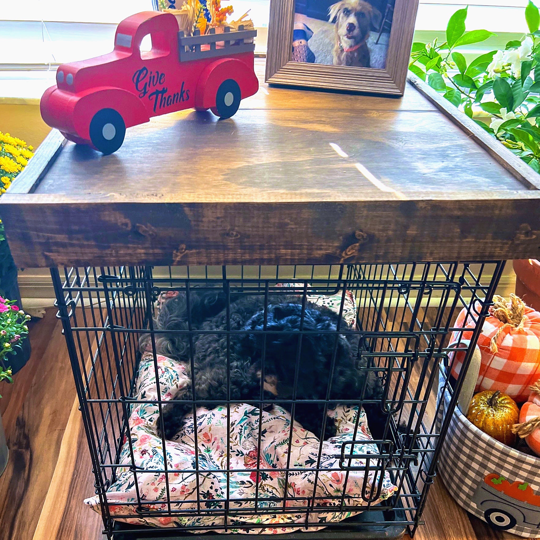 Walnut wooden crate topper, wooden kennel topper, dog crate table, dog kennel table, dog crate cover, dog crate furniture, dog crate end table, dog kennel furniture, dog bed furniture, wooden dog furniture, wood table dog crate, wooden dog kennel furniture, pet furniture wood pet furniture