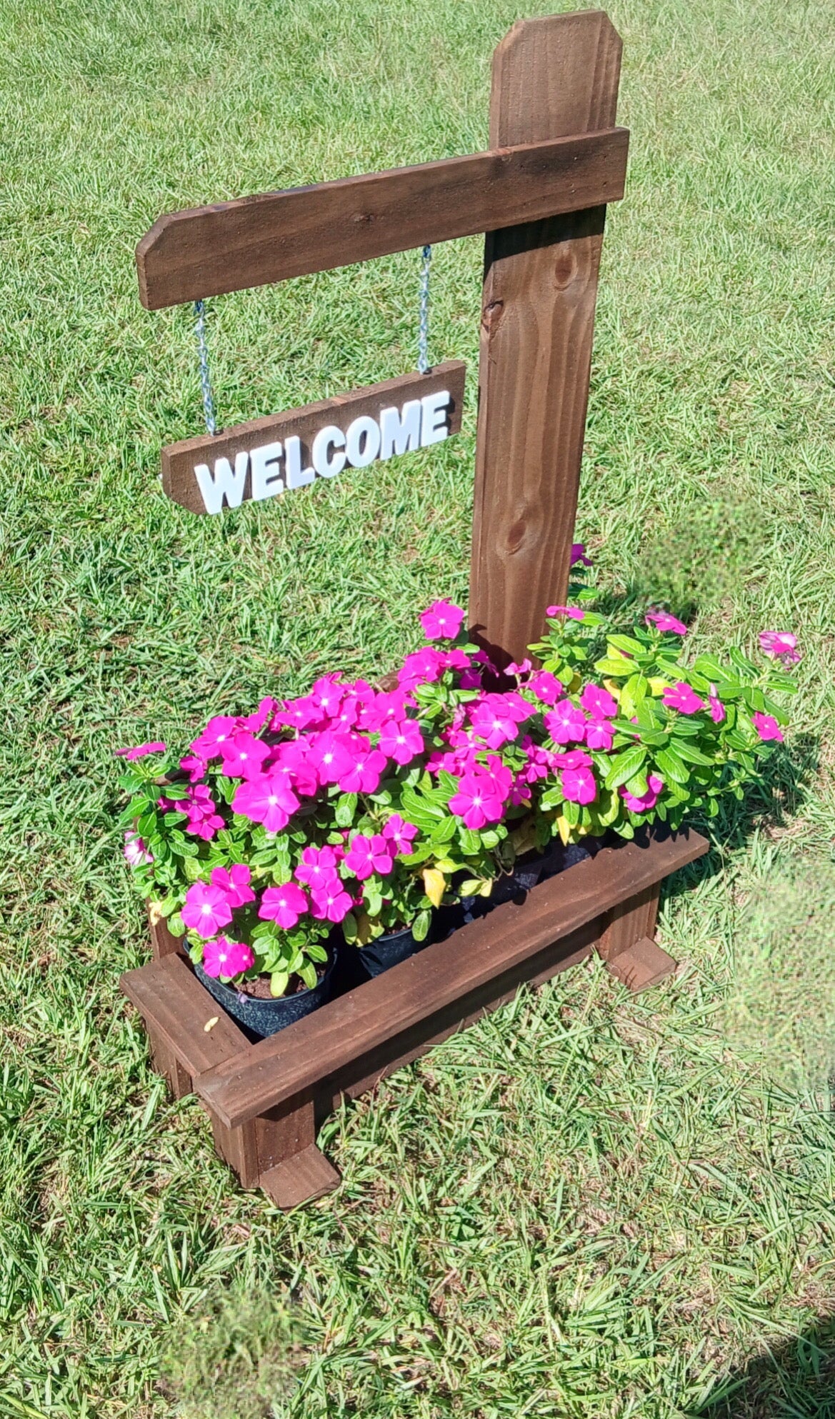 Garden planter, garden welcome sign with flower box, wooden garden flowerbox with welcome sign, flower box holder, free standing flowerbox with welcome sign,  front door welcome sign, front door welcome sign with planter, garden plater with welcome sign